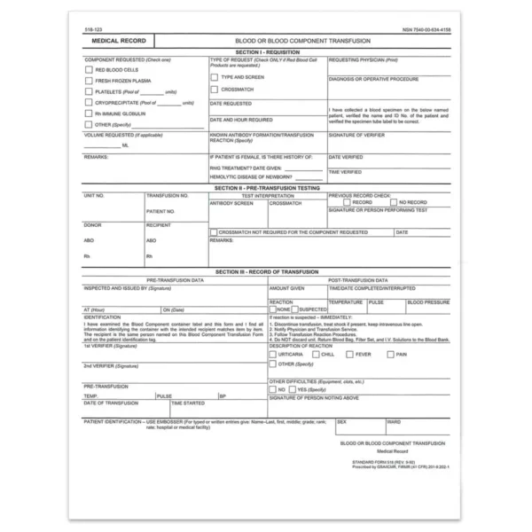 Medical form to fill up